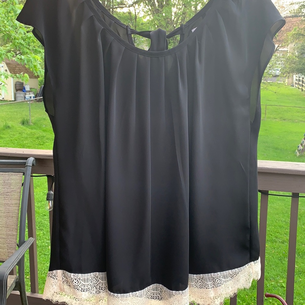 COPY - Lauren Conrad Black Blouse With Lace Trim